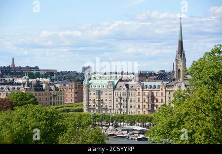 Panorama dell'arcipelago di Stoccolma dal parco Skansen all'isola di Östermalm Foto Stock