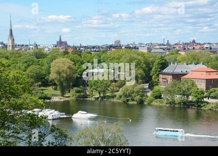 Panorama dell'arcipelago di Stoccolma dal parco Skansen all'isola di Östermalm Foto Stock