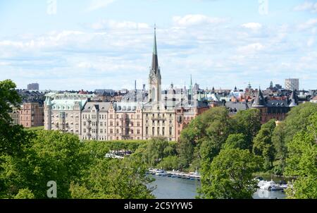 Panorama dell'arcipelago di Stoccolma dal parco Skansen all'isola di Östermalm Foto Stock