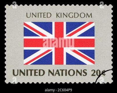 REGNO UNITO - Postale Stamp della bandiera nazionale britannica, Serie delle Nazioni Unite, circa 1984. Foto Stock