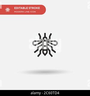 Icona vettore semplice zanzara. Modello di disegno simbolo illustrazione per elemento UI mobile Web. Pittogramma moderno a colori perfetto su tratto modificabile. Icone di zanzara per il vostro progetto di affari Illustrazione Vettoriale