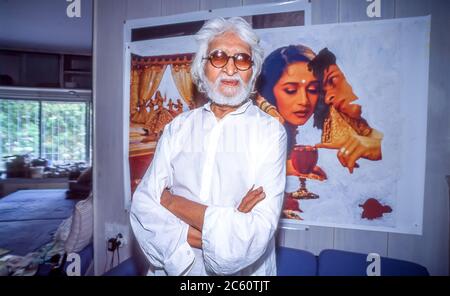 Maqbool Fida Husain meglio conosciuto come M. F. Husain, a casa a Mumbai Foto Stock