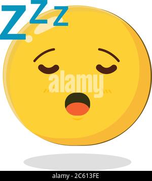 Emoticon che dormono. Illustrazione vettoriale isolata da cartoni animati su sfondo bianco Illustrazione Vettoriale