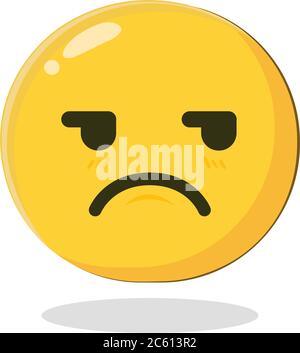 Emoticon irritata. Illustrazione vettoriale isolata da cartoni animati su sfondo bianco Illustrazione Vettoriale