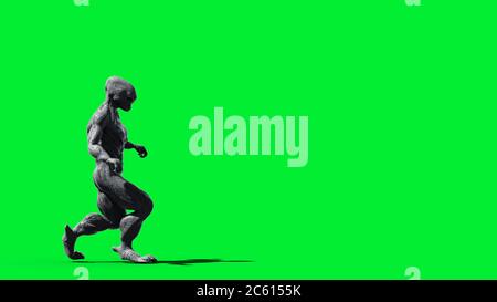 Spaventoso mostro isolato su schermo verde. rendering 3d. Foto Stock