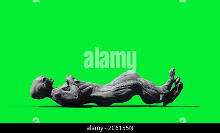 Spaventoso mostro isolato su schermo verde. rendering 3d. Foto Stock