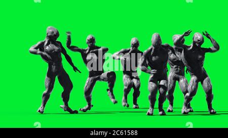 Spaventoso mostro isolato su schermo verde. rendering 3d. Foto Stock