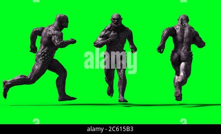 Spaventoso mostro isolato su schermo verde. rendering 3d. Foto Stock