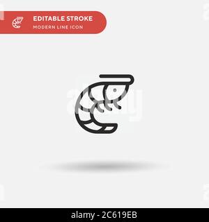 Icona vettore semplice di gamberi. Modello di disegno simbolo illustrazione per elemento UI mobile Web. Pittogramma moderno a colori perfetto su tratto modificabile. Icone di gamberetti per il vostro progetto di affari Illustrazione Vettoriale