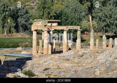 Rovine del tempio Artemis di Vravrona ad Attica, Grecia Foto Stock