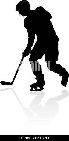 Hockey su ghiaccio giocatore Silhouette Illustrazione Vettoriale