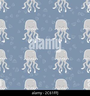 Cute octopus vettore illustrazione sfondo motivo senza giunture Illustrazione Vettoriale