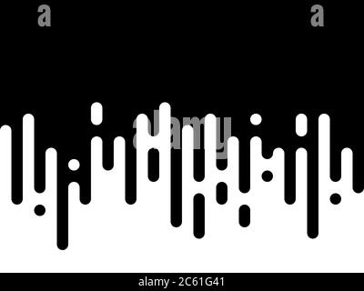 Transizione astratta vettoriale senza giunture di due colori. Linee arrotondate unite. Sembra di immergere la vernice o piovere. Contrasto bianco e nero. Illustrazione Vettoriale