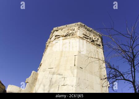 La Torre dei Venti, l'Orologione di Andronikos Kirrhestes, nell'Agora Romana, Atene, Grecia Foto Stock