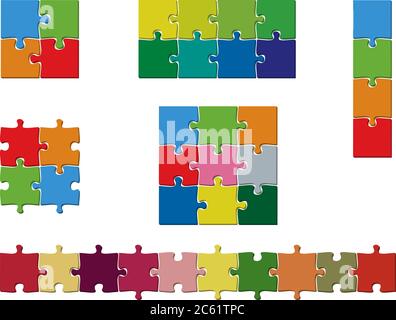 set di pezzi puzzle colorati modello illustrazione vettoriale Illustrazione Vettoriale