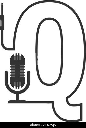 Concetto di design combinato con logo Letter Q e podcast Illustrazione Vettoriale