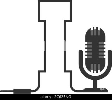 Concetto di design combinato con logo Letter i e podcast Illustrazione Vettoriale