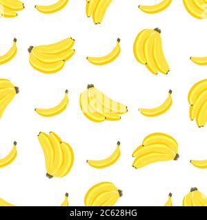 Illustrazione sul tema banana senza giunture colorata grande, motivo di frutta brillante per sigillo. Modello di frutta costituito da una bella banana continua senza cuciture. Semplice Illustrazione Vettoriale