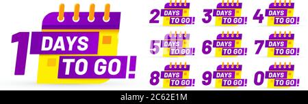 Badge Days to go, numero rimasto, tempo di vendita, Illustrazione Vettoriale