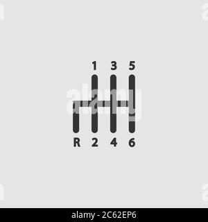 Icona trasmissione piatta. Pittogramma nero su sfondo grigio. Simbolo dell'illustrazione vettoriale Illustrazione Vettoriale