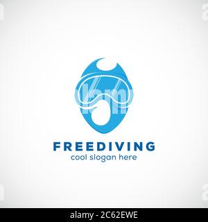 Freewiving astratto Vector Scuba Diving segno, simbolo o modello. Illustrazione Vettoriale