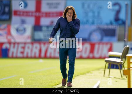 High Wycombe, Regno Unito. 06 luglio 2020. Gareth Ainsworth (Manager) di Wycombe Wanderers prima della partita semifinale di 2° tappa tra Wycombe Wanderers (4) e Fleetwood Town (1) a porte chiuse a causa delle attuali linee guida di blocco Covid-19 sullo sport ad Adams Park, High Wycombe, Inghilterra, il 6 luglio 2020. Foto di David Horn. Credit: Prime Media Images/Alamy Live News Foto Stock