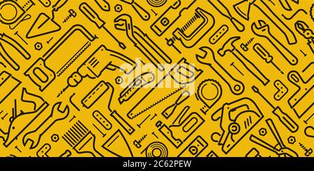 Strumenti sfondo senza interruzioni. Illustrazione vettoriale del modello di riparazione della costruzione Illustrazione Vettoriale