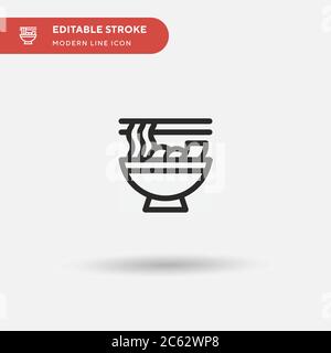 Icona vettore semplice ramen. Modello di disegno simbolo illustrazione per elemento UI mobile Web. Pittogramma moderno a colori perfetto su tratto modificabile. Icone ramen per il vostro progetto di affari Illustrazione Vettoriale