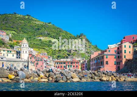 Vernazza, Cinque Terre, Italien Foto Stock