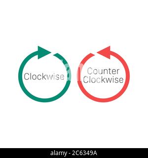 Ruotare in senso orario e in senso antiorario le frecce. Illustrazione vettoriale di stock isolata su sfondo bianco. Illustrazione Vettoriale