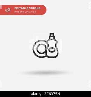 Icona vettore semplice lavaggio stoviglie. Modello di disegno simbolo illustrazione per elemento UI mobile Web. Pittogramma moderno a colori perfetto su tratto modificabile. Dis Illustrazione Vettoriale