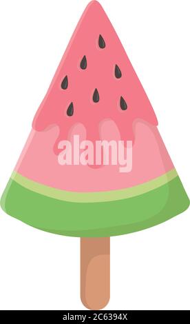 gelato al melone in bastone disegno isolato icona sfondo bianco illustrazione vettoriale Illustrazione Vettoriale