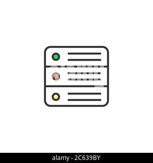 Icona del server vettoriale. Data center, concetto di hosting. Design grafico di qualità superiore. Illustrazione vettoriale di stock isolata su sfondo bianco. Illustrazione Vettoriale