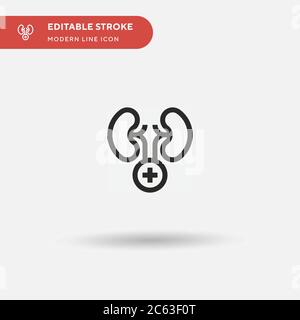 Icona vettore semplice rene. Modello di disegno simbolo illustrazione per elemento UI mobile Web. Pittogramma moderno a colori perfetto su tratto modificabile. Icone renali per il vostro progetto di affari Illustrazione Vettoriale