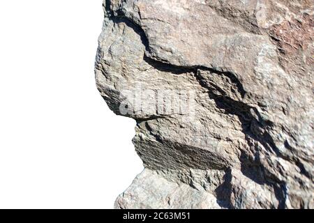 Un pezzo di roccia, isolato su bianco. Sfondo di pietra. Foto Stock