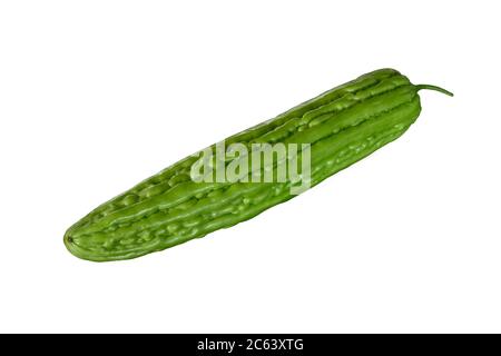 Melone amaro, pera balsamo, cetriolo amaro, zucca amaro, colore verde su sfondo bianco desiderio tracciato di ritaglio. Foto Stock