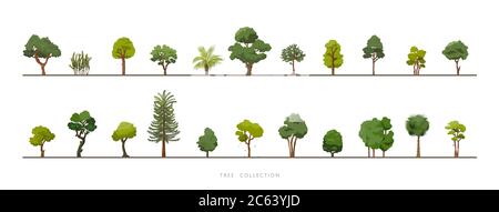 Insieme di varie icone vettoriali verdi impostate su sfondo bianco Illustrazione Vettoriale