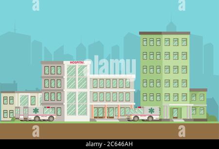 Edificio ospedaliero in stile appartamento. Illustrazione Vettoriale
