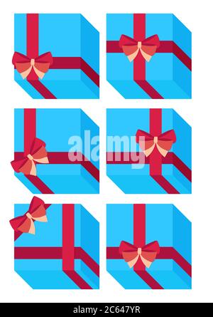 Carta regalo o regalo in confezione piatta con nastro rosa su sfondo bianco Illustrazione Vettoriale