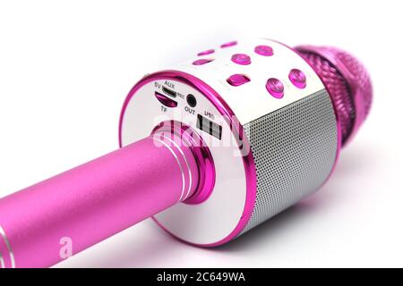Ritratto del microfono wireless per il palmare. Isolato su sfondo bianco. Foto Stock