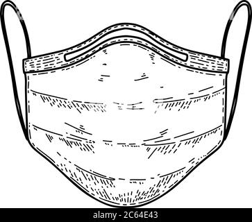 Illustrazione della maschera respiratore medicale in stile incisione. Tema del coronavirus di Wuhan. Elemento di progettazione per poster, scheda, banner, cartello. Illustri vettore Illustrazione Vettoriale