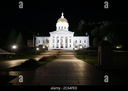 Campidoglio del Vermont di notte Foto Stock