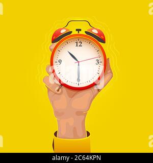 Mano che tiene la sveglia. Illustrazione Vettoriale