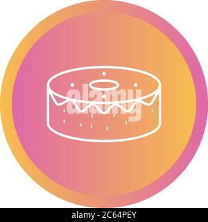 Icona unica della linea vettoriale della torta di compleanno Illustrazione Vettoriale