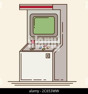 Macchina arcade retrò. Illustrazione vettoriale di stile piatto. Illustrazione Vettoriale