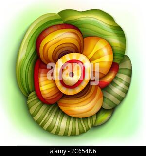 Volumetrico astratto fantastico fiore colorato Illustrazione Vettoriale