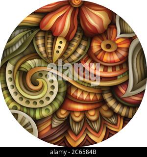 Volumetrico astratto fantastico colorato fiore rotondo illustrazione Illustrazione Vettoriale