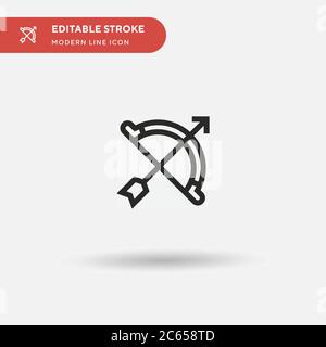 Icona vettore semplice con archia. Modello di disegno simbolo illustrazione per elemento UI mobile Web. Pittogramma moderno a colori perfetto su tratto modificabile. Icone di tiro con l'arco per il vostro progetto di affari Illustrazione Vettoriale