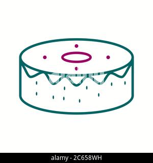Icona unica della linea vettoriale della torta di compleanno Illustrazione Vettoriale
