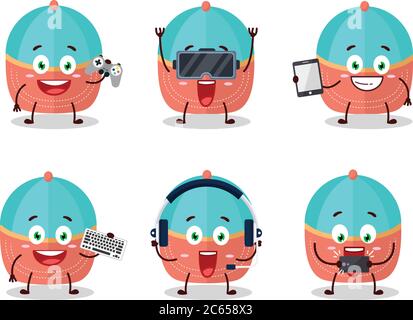 Hat cartoon personaggio sono giochi con varie emoticon cute Illustrazione Vettoriale